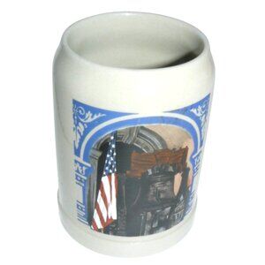 Rare Liberty Bell Ceramic Mug with American Flag German Leaf Makers Mark 0.5 L